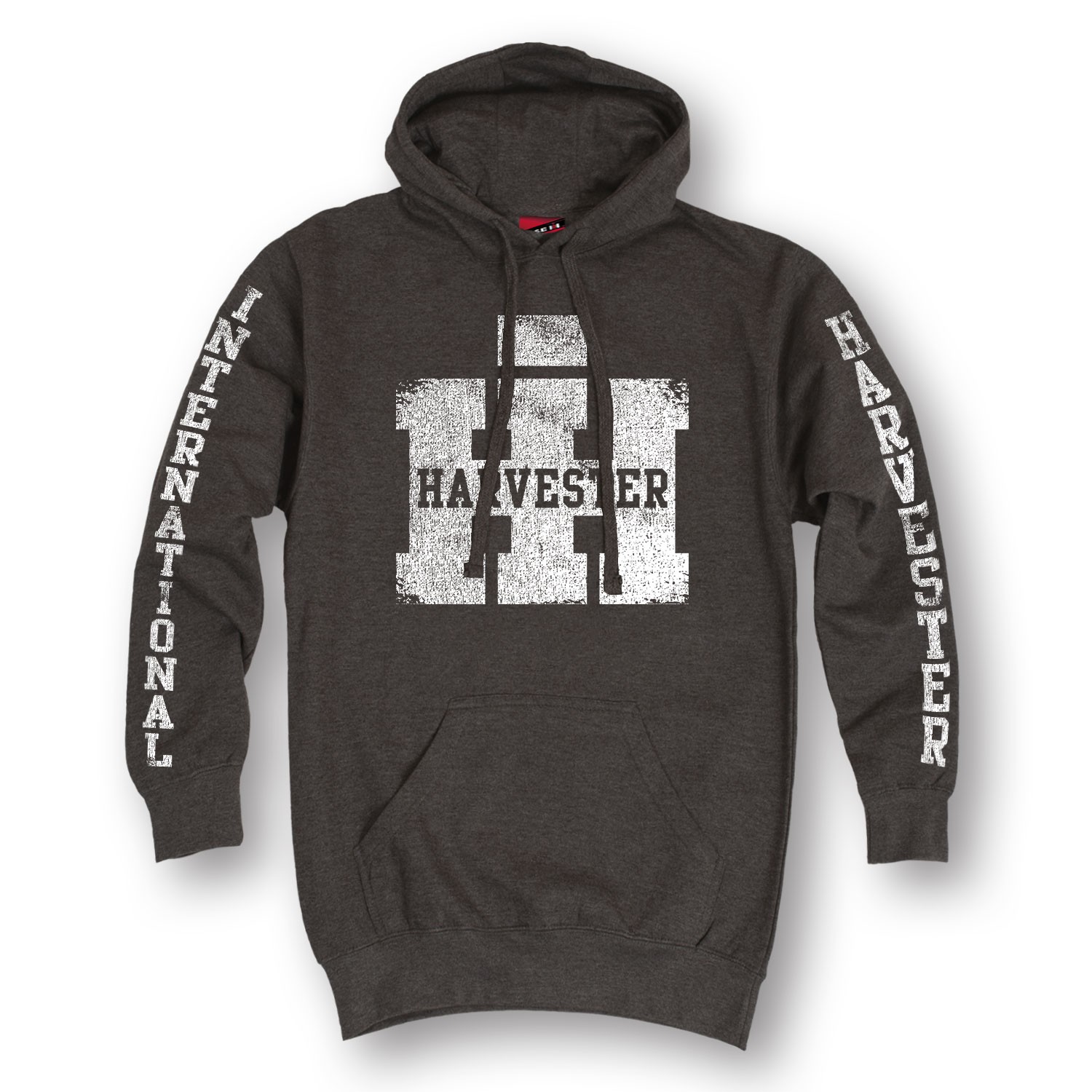 IH Worn Logo and Sleeve Print Hoodie in Red and Heather Gray - Clothing