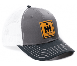International Harvester IH Leather Emblem Gray with White Mesh Hat